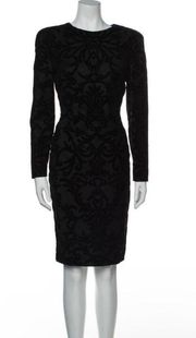 Alexander McQueen SZ 10 virgin wool black velvet burnout dress