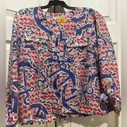 Ruby Rd colorful button down blouse. Size 10