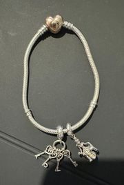 Heart Clasp Bracelet With Charms