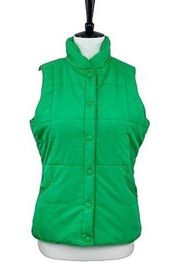 Izod Women's Vest Bright Green Snap Front Puffer Winter Outerwear Size Small