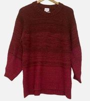 Nwt Isabel Maternity Red Ombre Crew Neck Hi-Low Sweater Bell Sleeves Size Medium