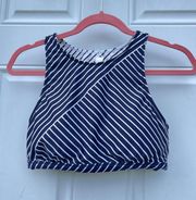 Reversible Navy Blue & White Stripe Halter Padded Bikini Top Size M 💙🤍
