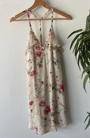 Haute Hippie Dress Womens 4 Cream Floral Ruffle Tiered Summer Flowy Mini Fairy