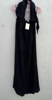 Elan halter neck black gauze maxi dress size medium new with tags