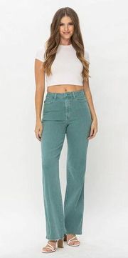 Jeans 3/26 High Rise Sea Green Garment Dyed 90s Straight Leg Denim NWT