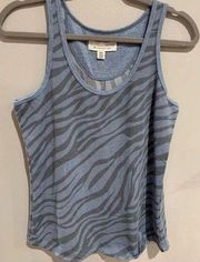 Blue White Zebra Tank Top- LIVE LOVE LOUNGE -Poly/Elastane EUC Womens Medium