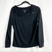 ETCETERA Black Boat Neck Sweater in XL