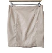 Haute‎ Monde Faux Leather Zip Skirt Cream Size L