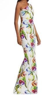 NEW NWT  La Petite Robe Floral One Shoulder Maxi Gown Tulipano