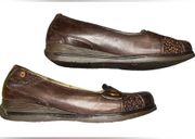 Dansko Pam Women Brown Flats Leather Button Wedge Heel Flat Size 37