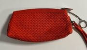 Sabrina Scala Woven Small Clutch Purse Bag Orange Wristlet NEW NWOT 8x4.5”