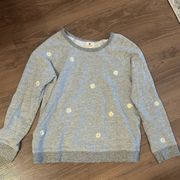 Sundry Gray Embroidered Daisy Sweatshirt Womens Xs/S Long Slv Pullover Floral