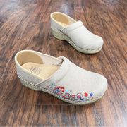 Dansko • Jute Pro clogs vegan Linen Embroidered Natural burlap platform slip on