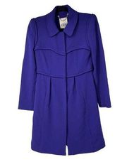 Tibi Purple Wool Snap Button Dress Pea Coat Sz 6