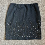 Carlisle Grey Wool Studded Mini Skirt Size 10