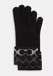 Coach Black Logo Metallic Knit Tech Gloves. NWT. Retail $120. One Size.