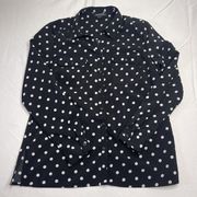 Womens Notations S Black And White Polka Dot 3/4 Sleeve Blouse Size Small
