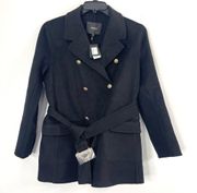 MAJE Geovial Double Breasted Belted Military Style Wool Coat Size 38 (US M)