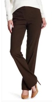 LAFAYETTE 148 Menswear Stretch-Wool Wide Leg Pants Size 12 Brown