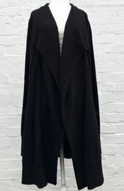 Cashmere Black Open Cardigan Knitwear Chung Sweater Size M
