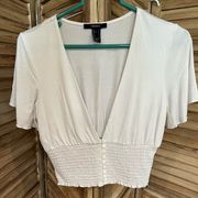 White blouse with cinch waist