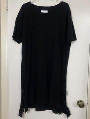 current elliott ruffle hem black short sleeve cotton tshirt dress size medium 2