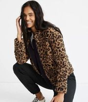 Madewell Sherpa Bomber Jacket in Leopard size medium