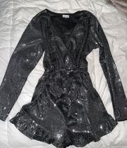 Black and Silver Sequin Romper