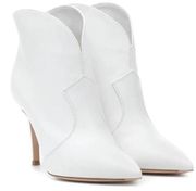 Gianvito Rossi White Leather Pointed Toe Booties Women's Size 40 / 8.5 - 9