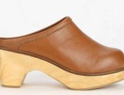 BDG Urban Outfitters Brown Wooden Mule Clogs