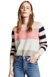 Rebecca Taylor La Vie Colorblock Striped Mohair Merino Wool Blend Sweater Sz Lg