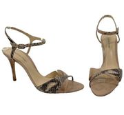 Alexandre Birman Python Heel Sandals Ankle Strap Light Tan Size 8.5