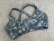 Carbon38 “contour” sports bra in metallic snake print blue grey gray silver