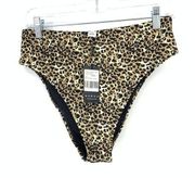 Relleciga Womens Size Large Leopard High Waisted Bikini Bottom