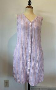 Marine Layer womens linen blend shirt dress pink striped size S