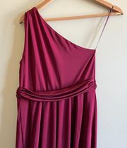 NEW ASOS METERNITY ONE SHOULDER MIDI DRESS WINE WOMENS SIZE 6 RUFFLE