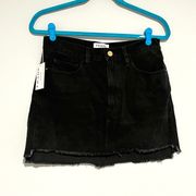 NWT Frame Denim Black Raw Edge Jean Skirt size 27