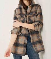 NWT Charlie Paige Bailey Brushed Wool Blend Plaid Flannel Shacket Jacket S/M?