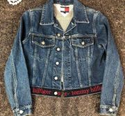 Tommy Hilfiger Denim Jacket 90's Women's Size Small Vintage Logo Spellout Y2K