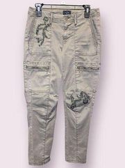 White House Black Market Embroidered Utility Slim Cargo Jeans - size 2