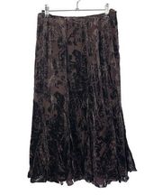 Coldwater Creek Petite Dark Brown Paisley Burnout Midi Skirt XSP