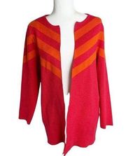 Ava Open Front Pink Orange Cardigan Sweater Womens Size Small Modern Retro