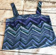 Worthington Petite Vintage Geometric zig zag Blue & Purple Cropped Tank XL EUC