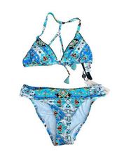 Nanette Lepore Women's Multi Color Printed Plunging Triangle Swimwear Top 8 NWT