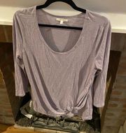 Maurice's  Soft Purple Scoop Neck Knotted Front Tee Long Sleeve size Large