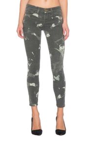 Current/elliot The Stiletto Jeans in Army Green Watercolor Camo Size 28