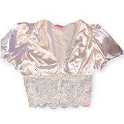 Dolls Kill "Sugar Thrillz" satin lace blouse