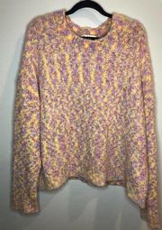 Peach Love Large Multicolor Fuzzy Oversized Sweater pink Purple Yellow Girl