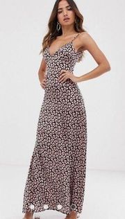 Club L London Asos leopard pink low back cami sleeveless maxi dress size 12