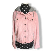 No Boundaries NoBo Juniors Womens Jacket Size Medium 7 9 Pink Gray Corduroy Hood